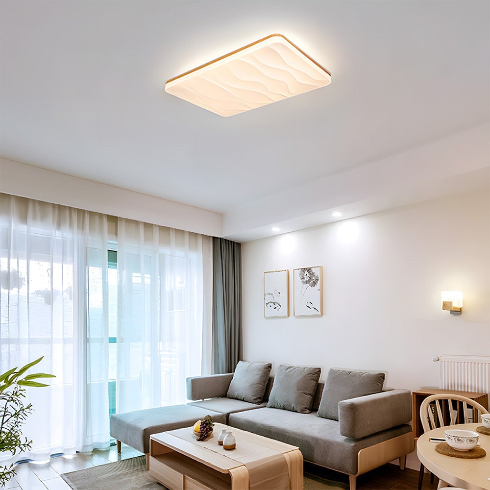 レトロミニマルな木製リビングルームLEDシーリングライト