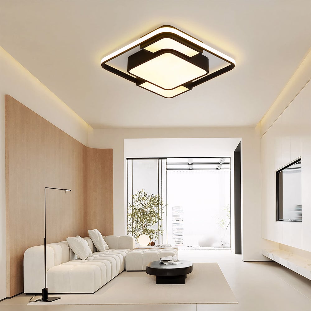 モダンでシンプルなスクエア型LEDフラッシュマウントシーリングライト