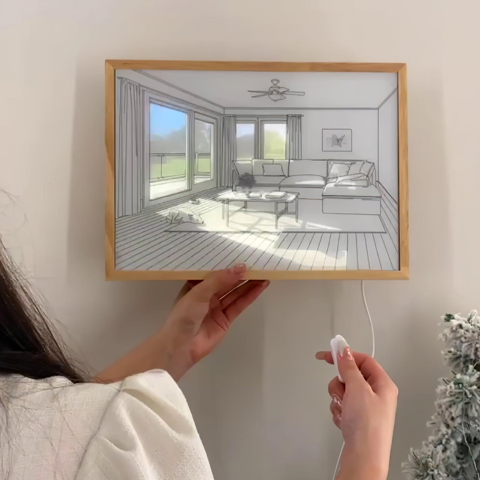 日光浴する犬の壁画アートランプ