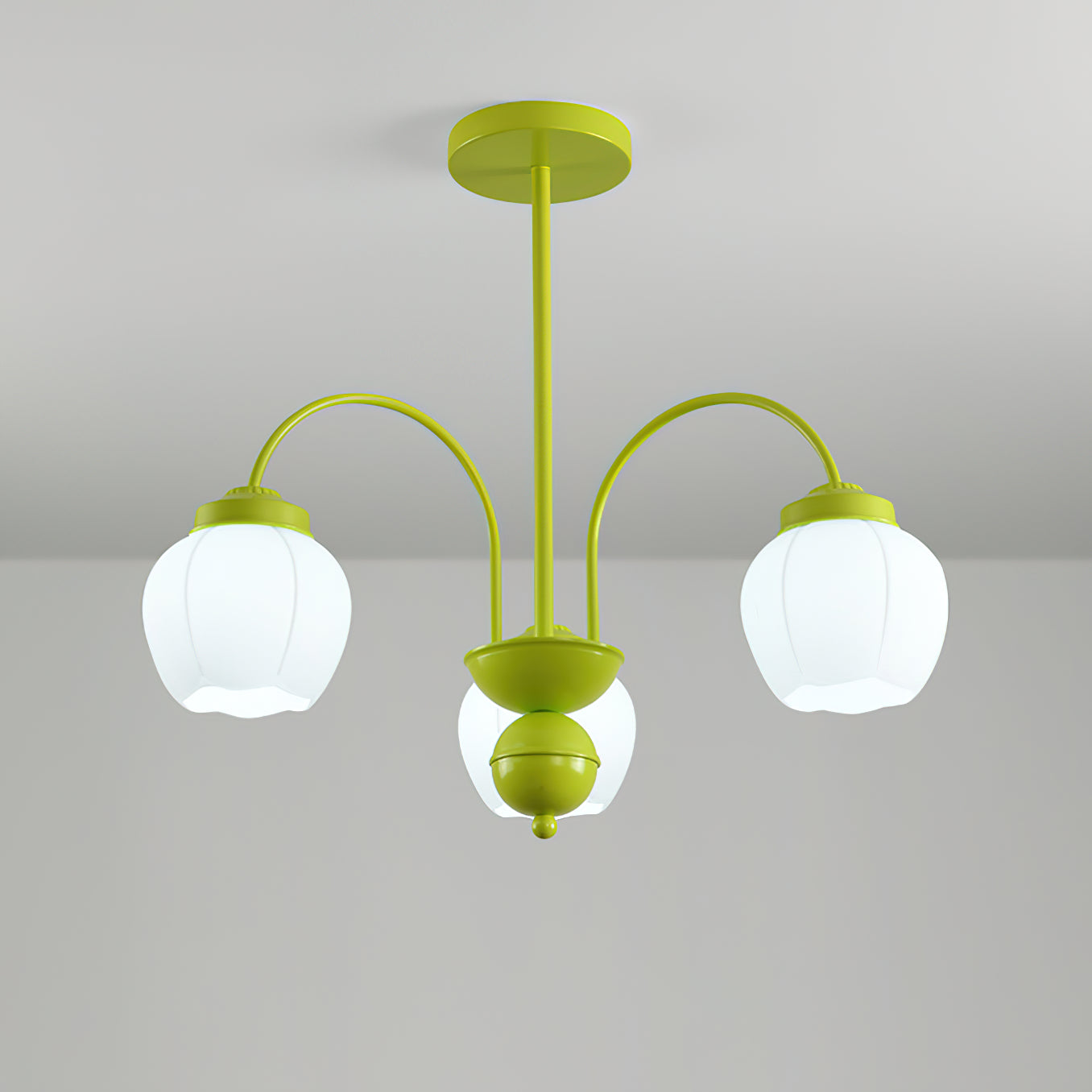 クリーム色の花のつぼみのガラスシャンデリア