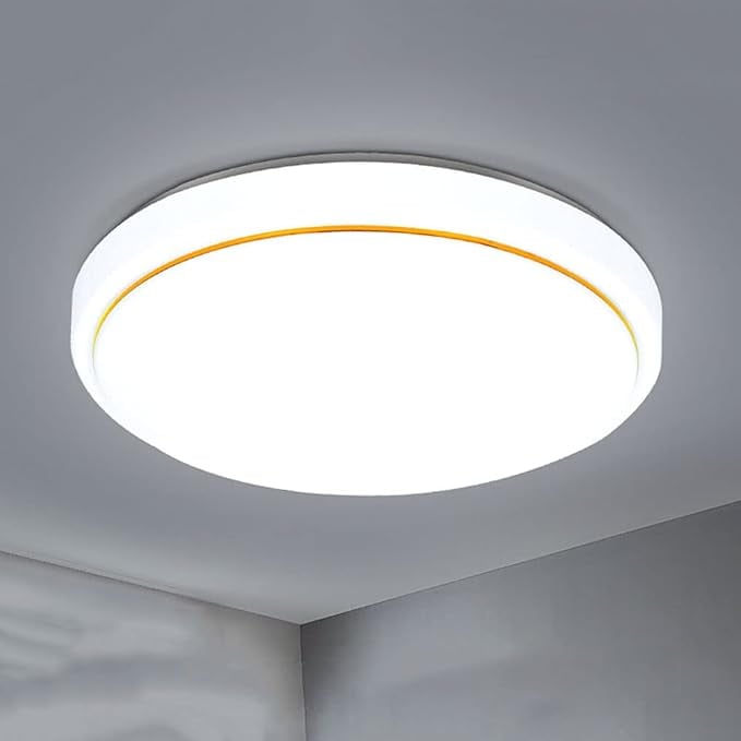 モダンなリビングルームにぴったりの、洗練された丸型LEDシーリングライト