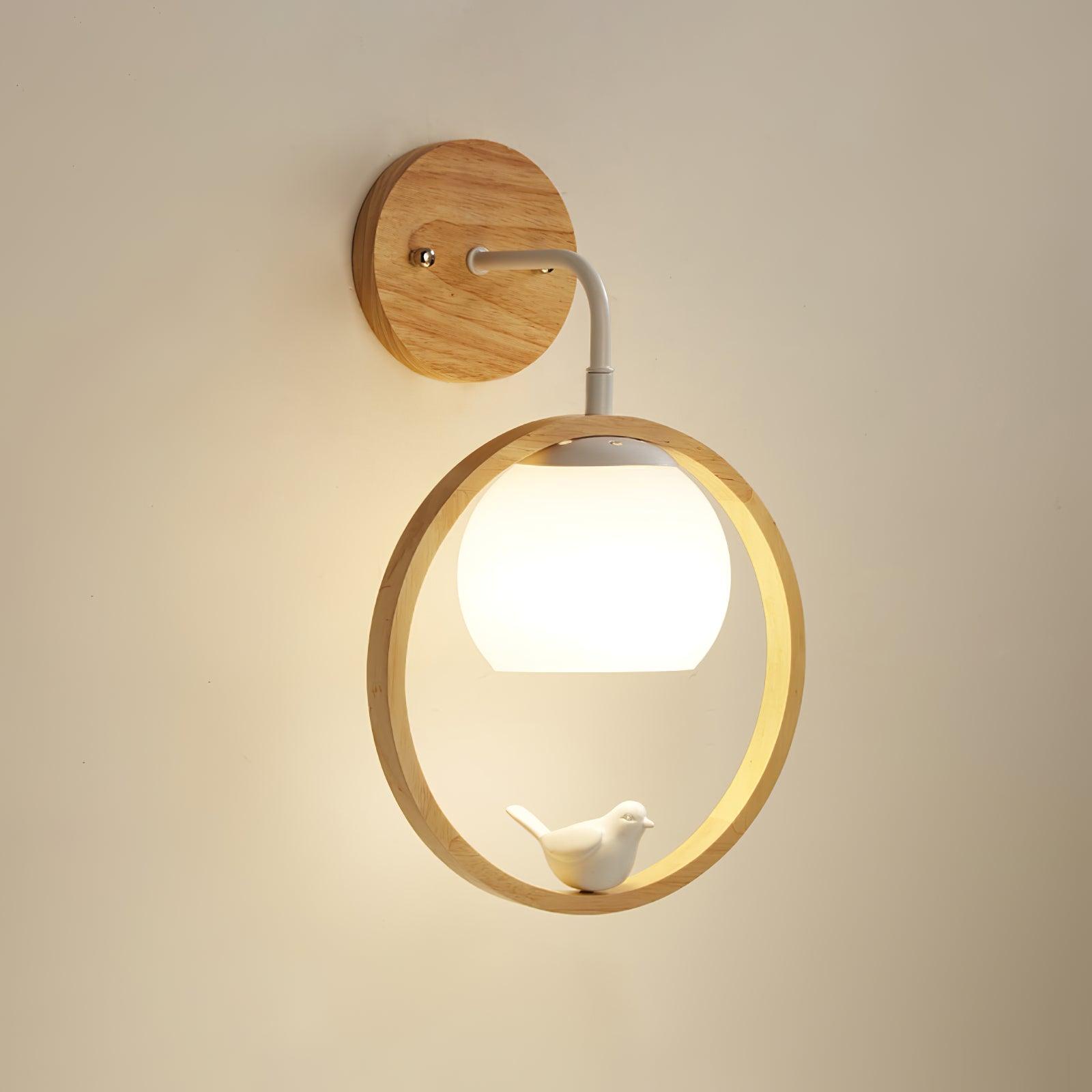 Wood Bird Wall Lamp