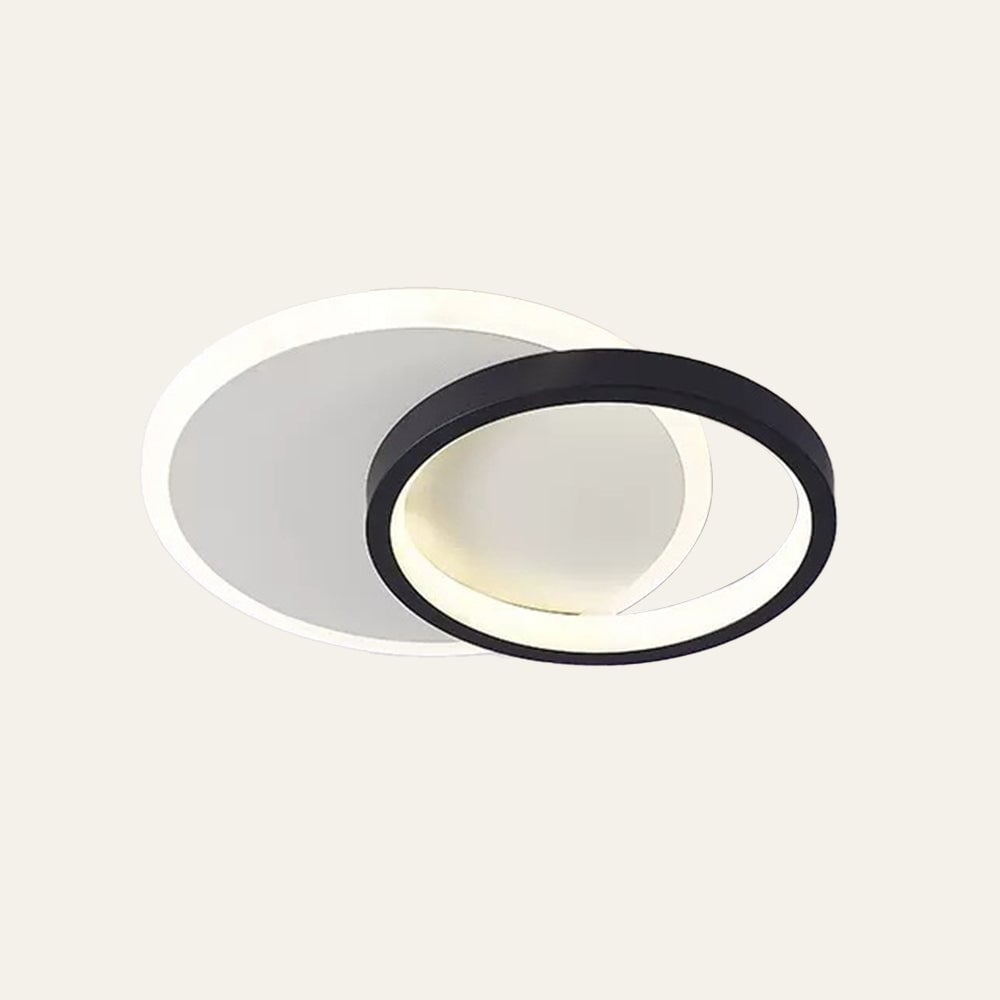 リビングルームに最適な、モダンな幾何学模様のアイアンブラックフラッシュLEDシーリングライト