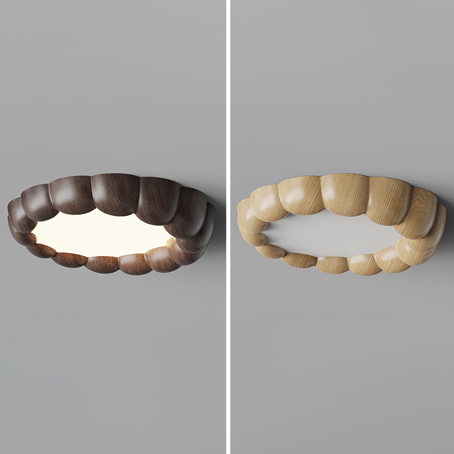 フェイクウッドリップルシーリングランプ