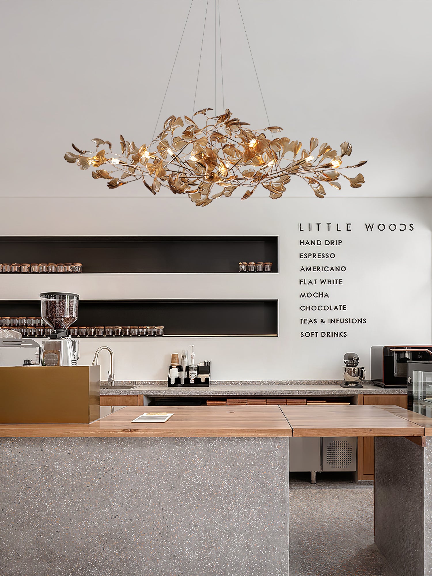 アクリル製銀杏シャンデリア