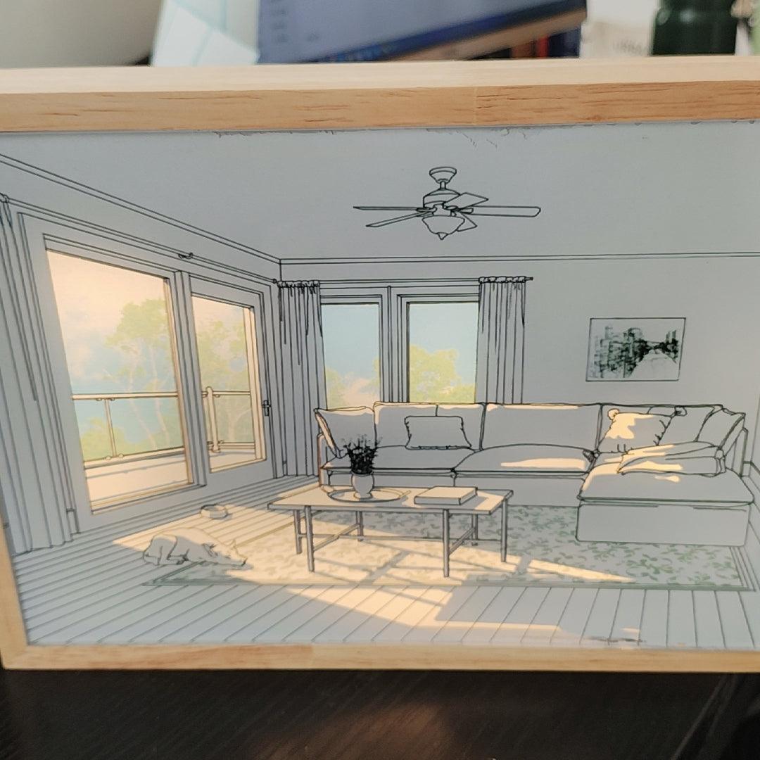 日光浴する犬の壁画アートランプ