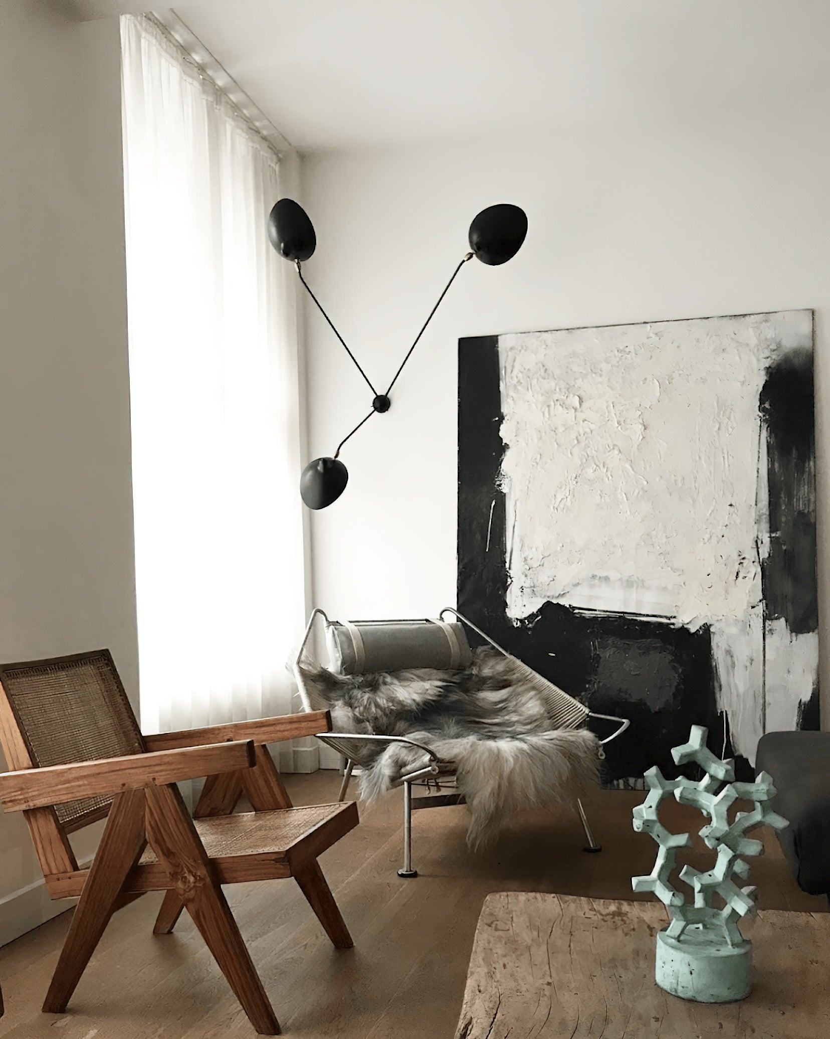 Leaning Serge Mouille Ceiling Lamp B