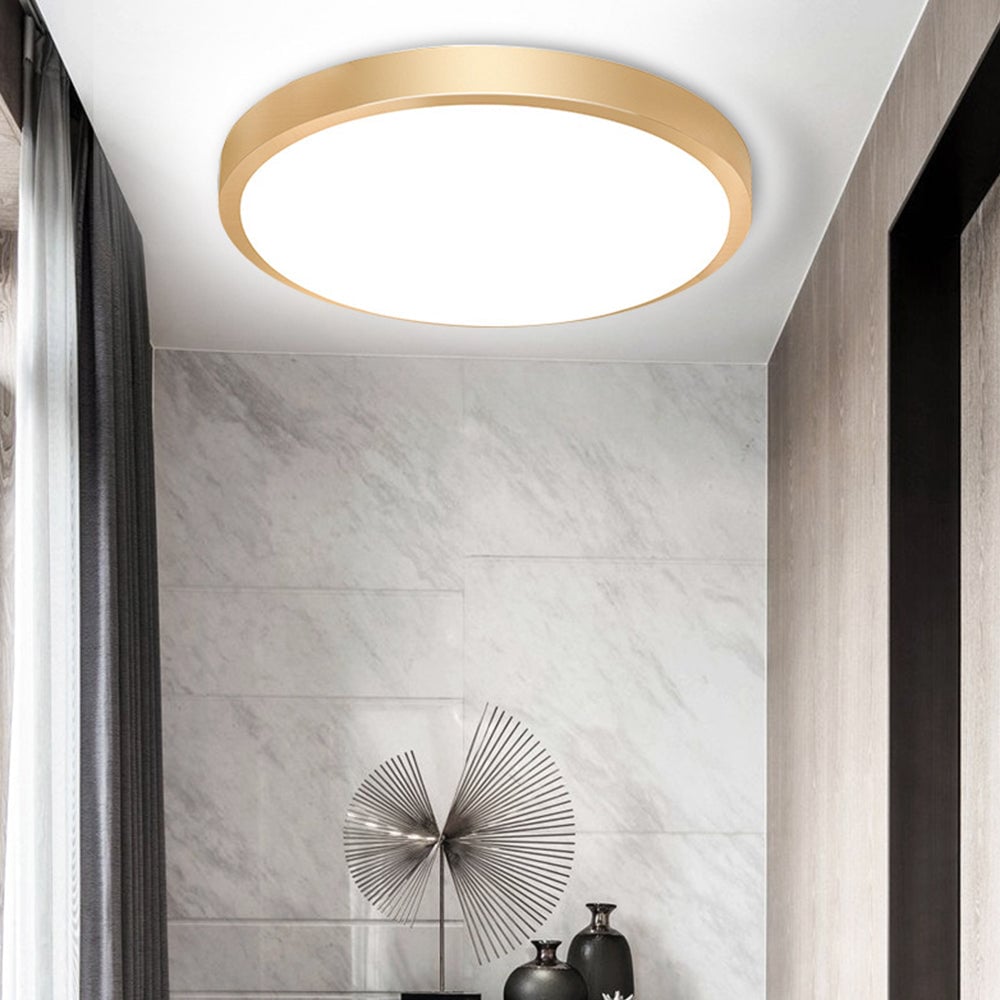 リビングルーム用ゴールドミニマリストアルミラウンドLEDシーリングライト