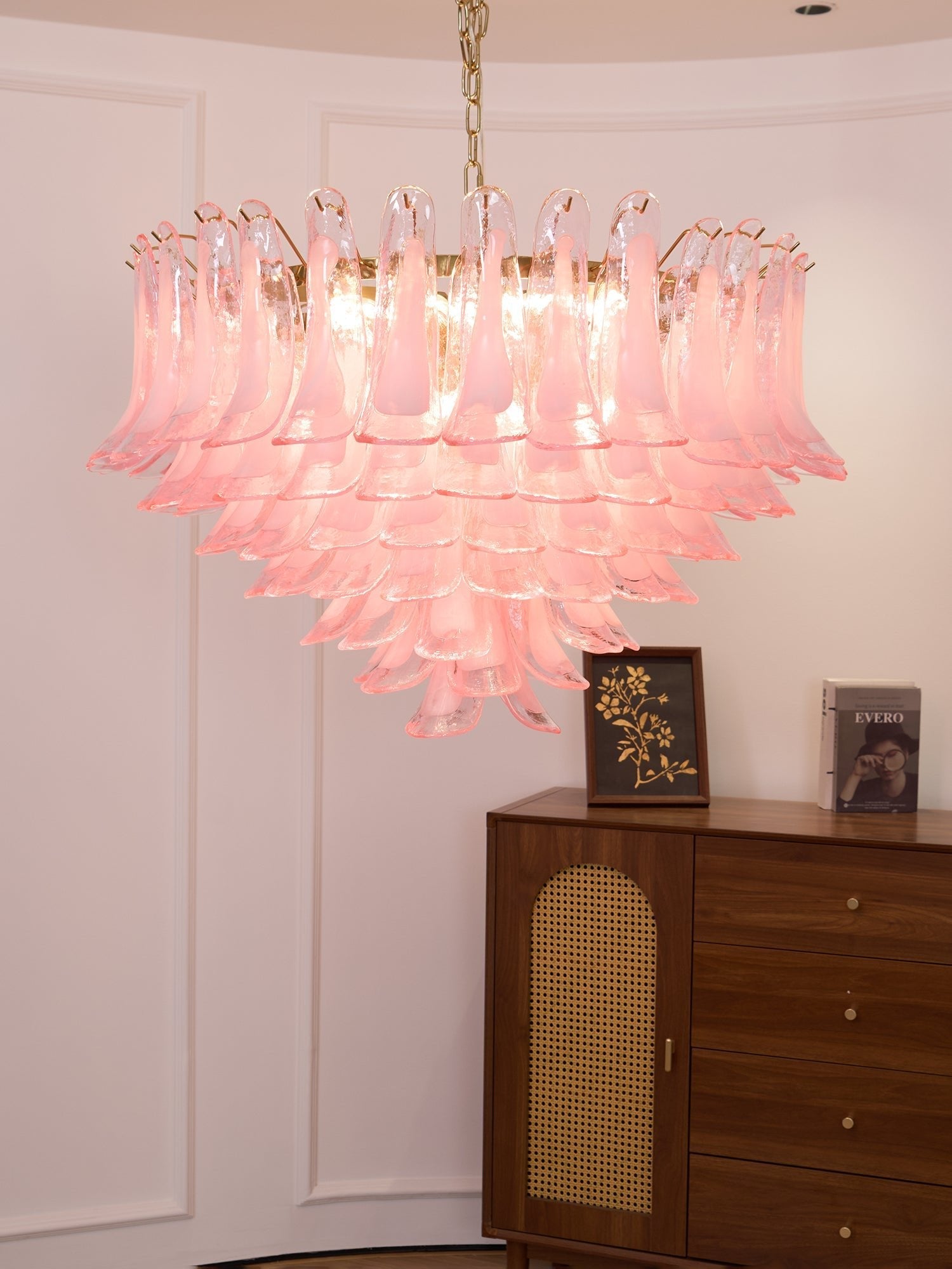 Addis Pink Glass Chandelier