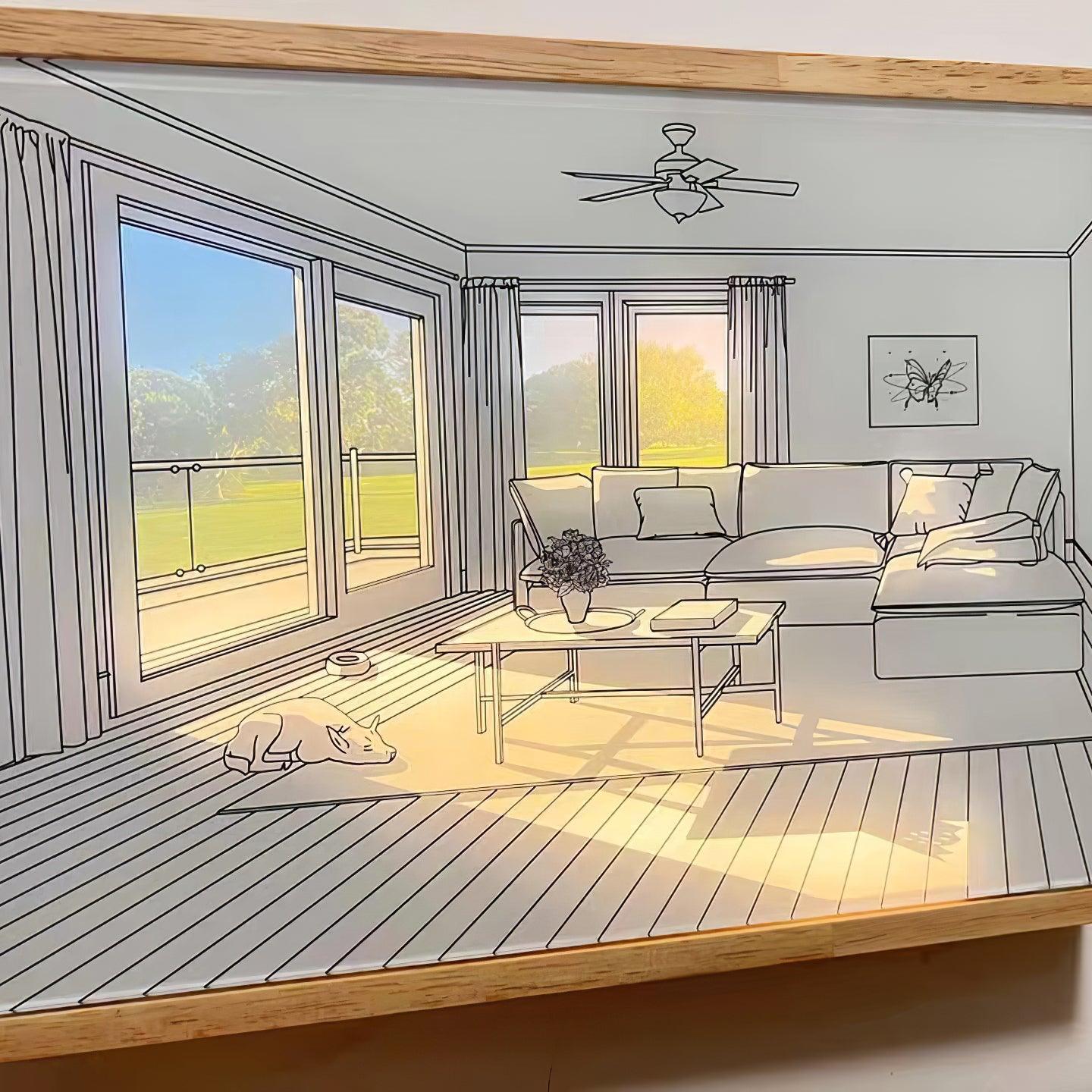 日光浴する犬の壁画アートランプ