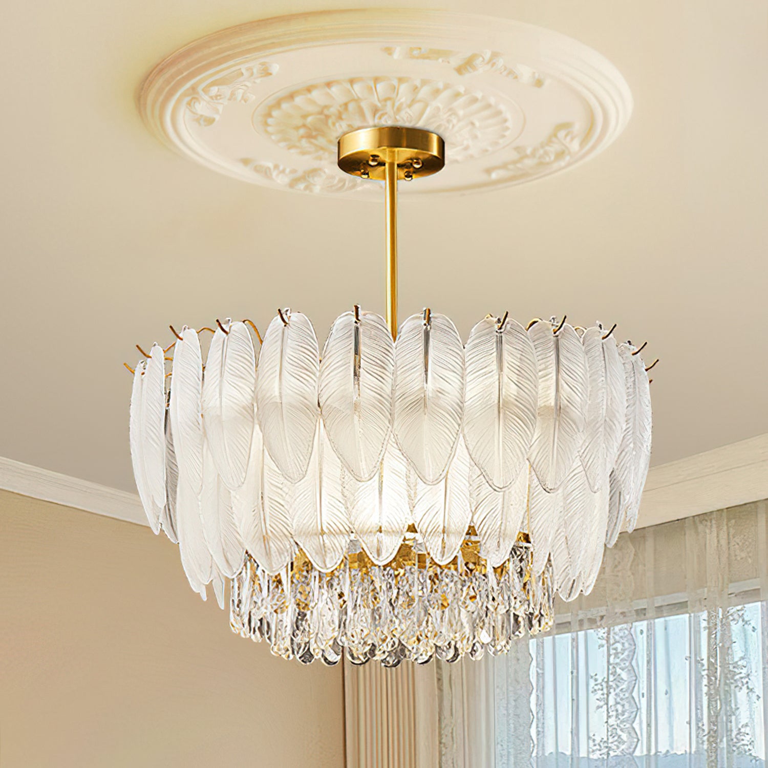 Greta Feather Crystal Chandelier