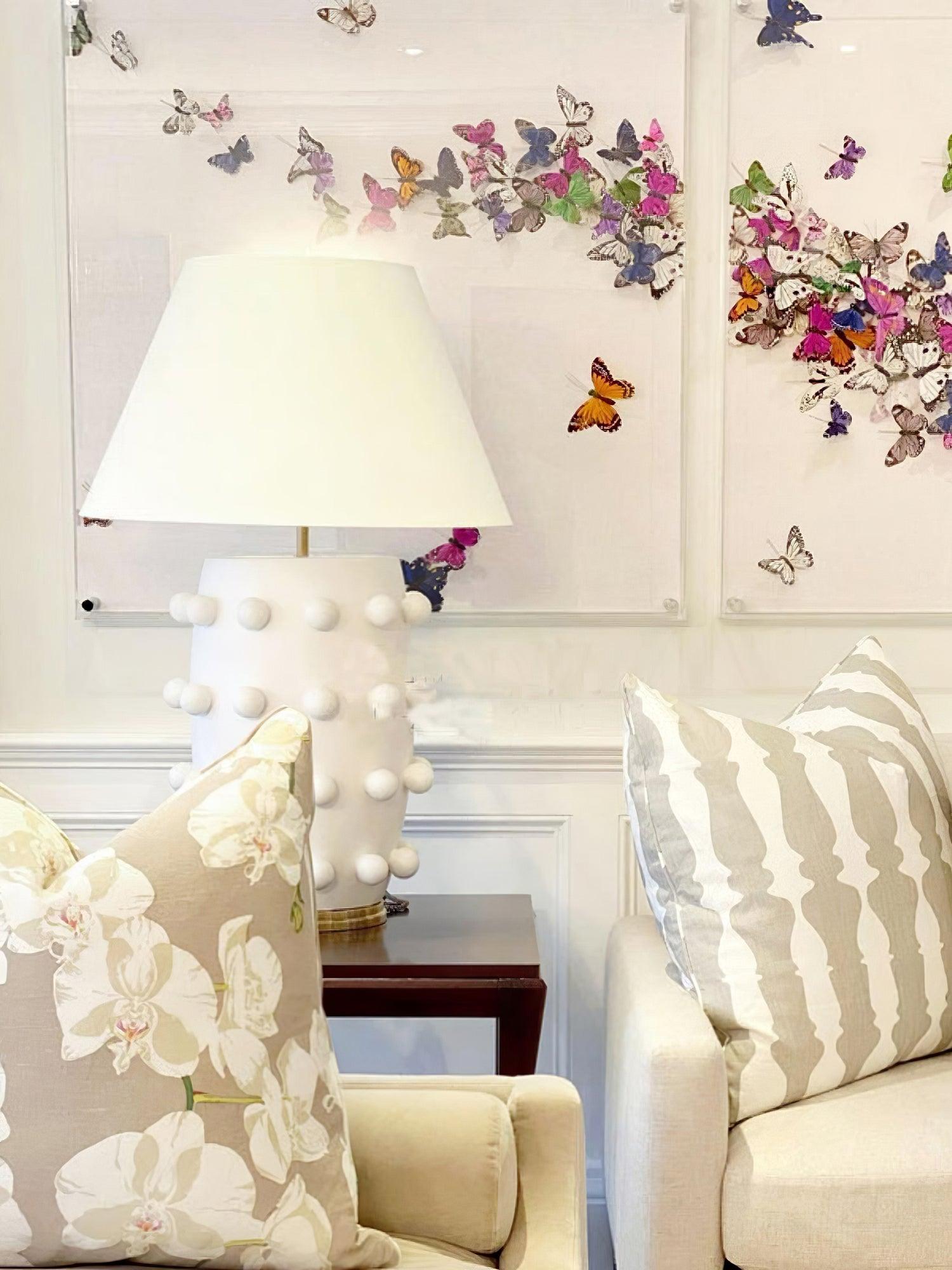 水玉模様の磁器テーブルランプ