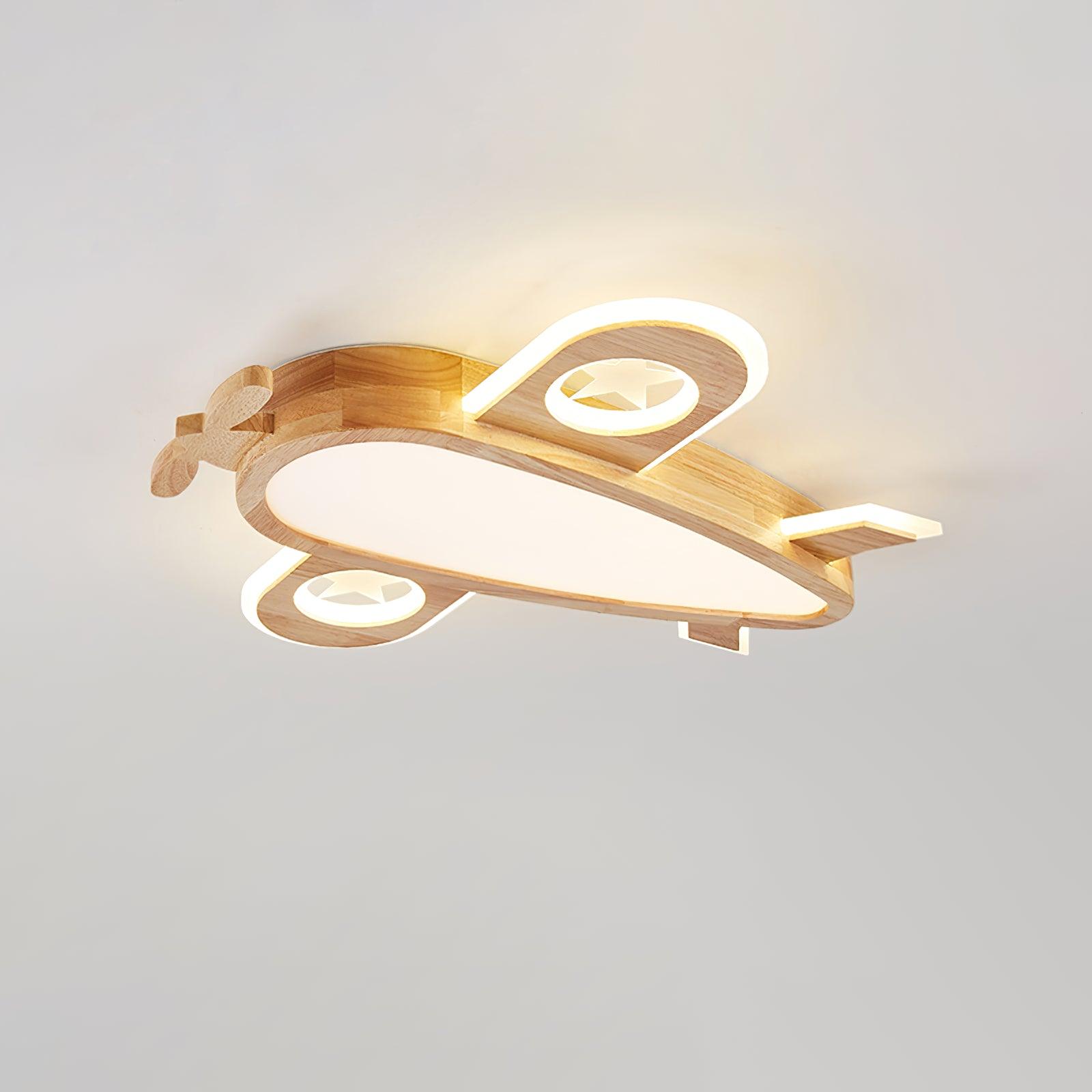 Wood Airplane Ceiling Lamp