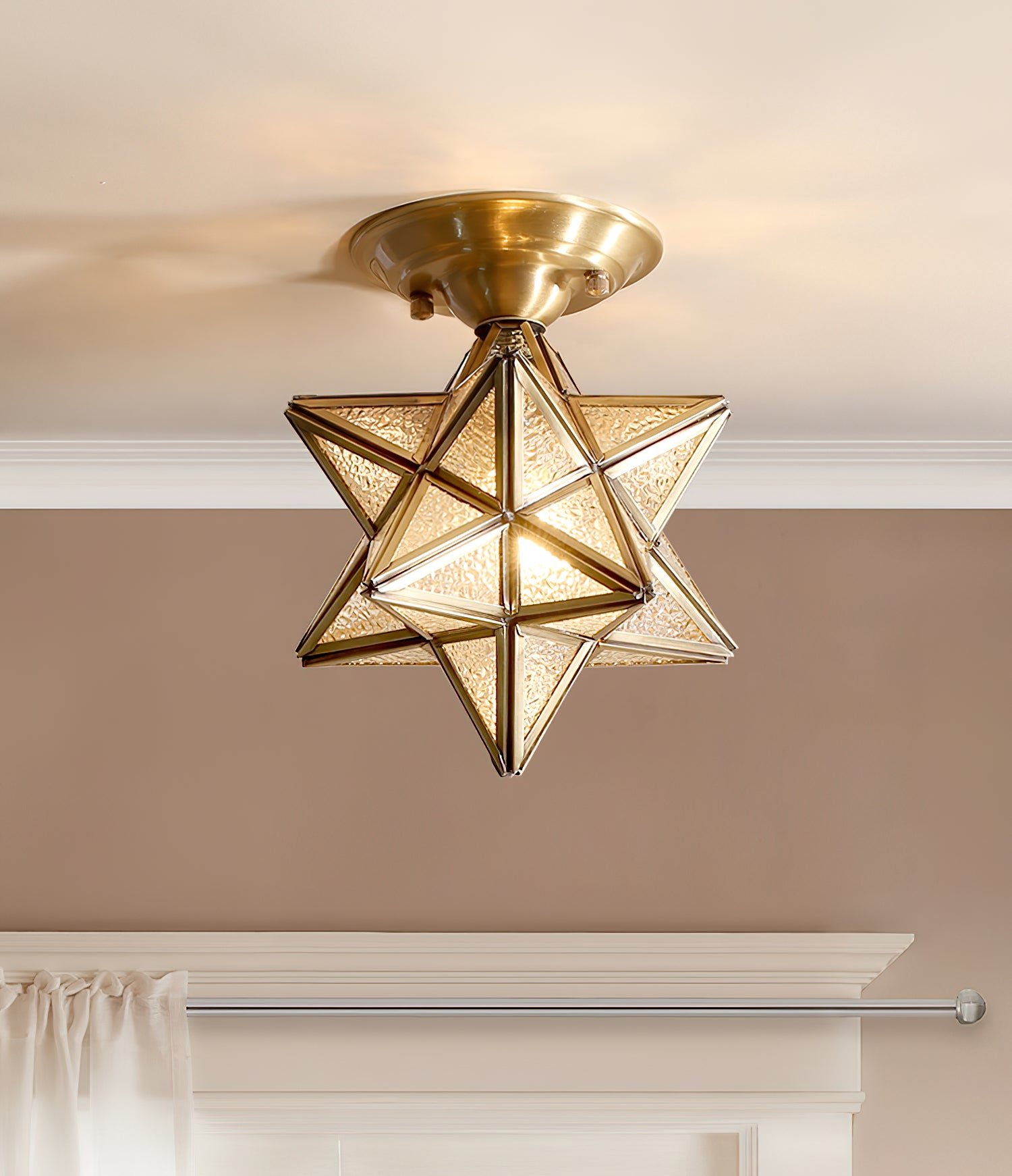 真鍮製五芒星型天井ランプ