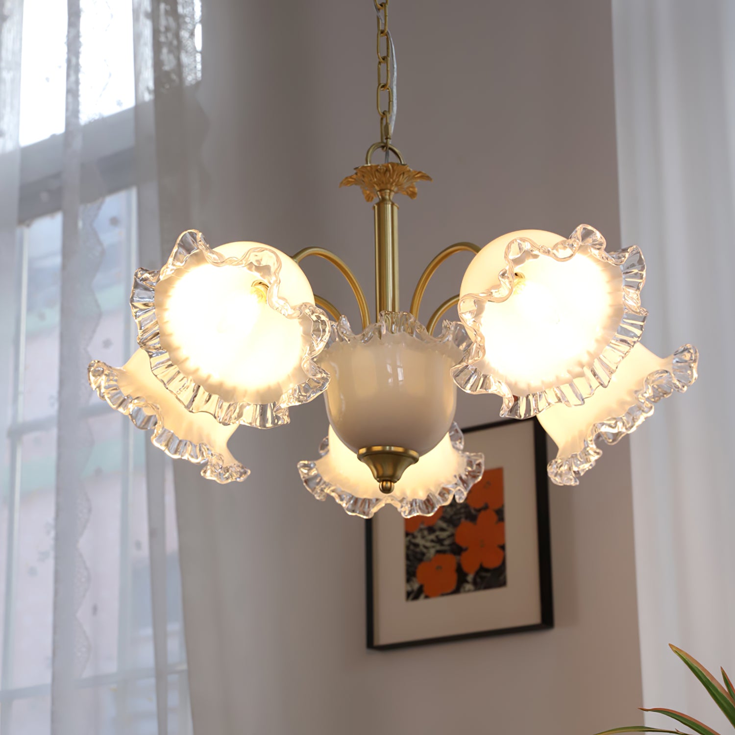 花柄ガラスシャンデリア
