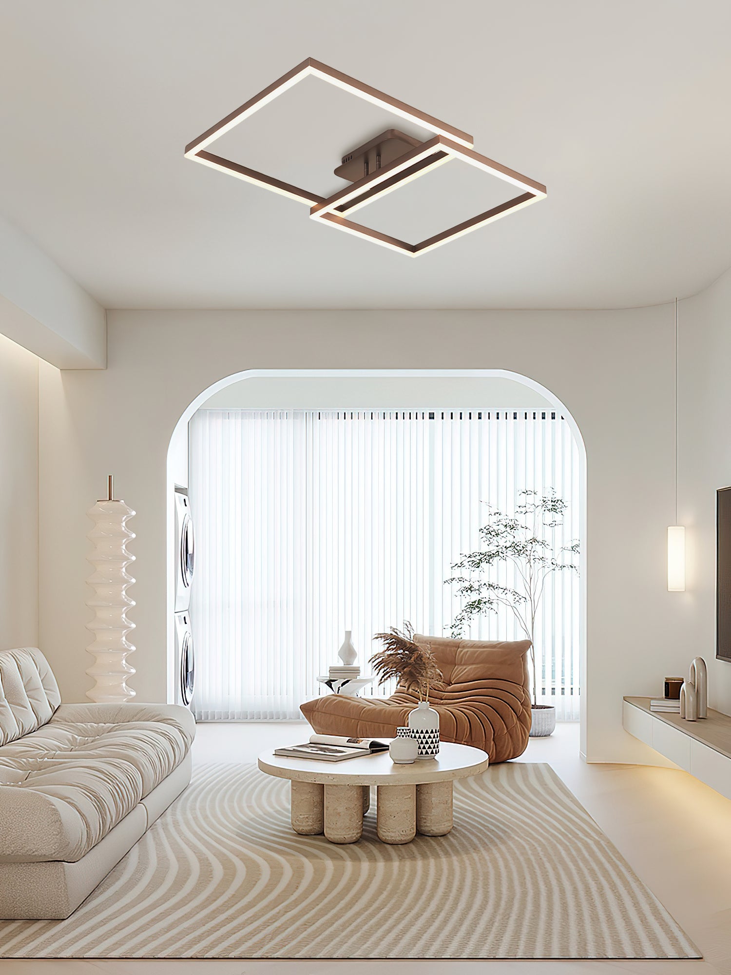 シンプルな幾何学模様の天井ランプ