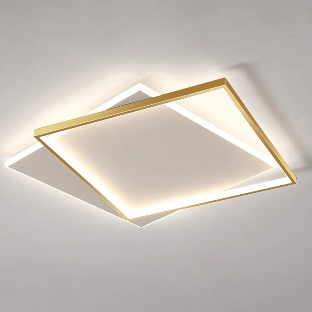 リビングルームに最適な、現代的なゴールドとブラックのLEDシーリングライト