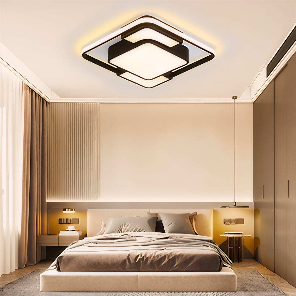 モダンでシンプルなスクエア型LEDフラッシュマウントシーリングライト