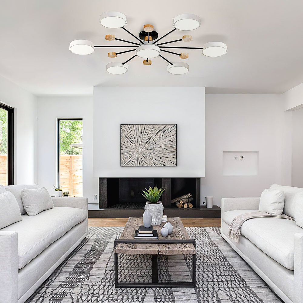 リビングルームに最適な、モダンなセミフラッシュマウントLEDシーリングライト