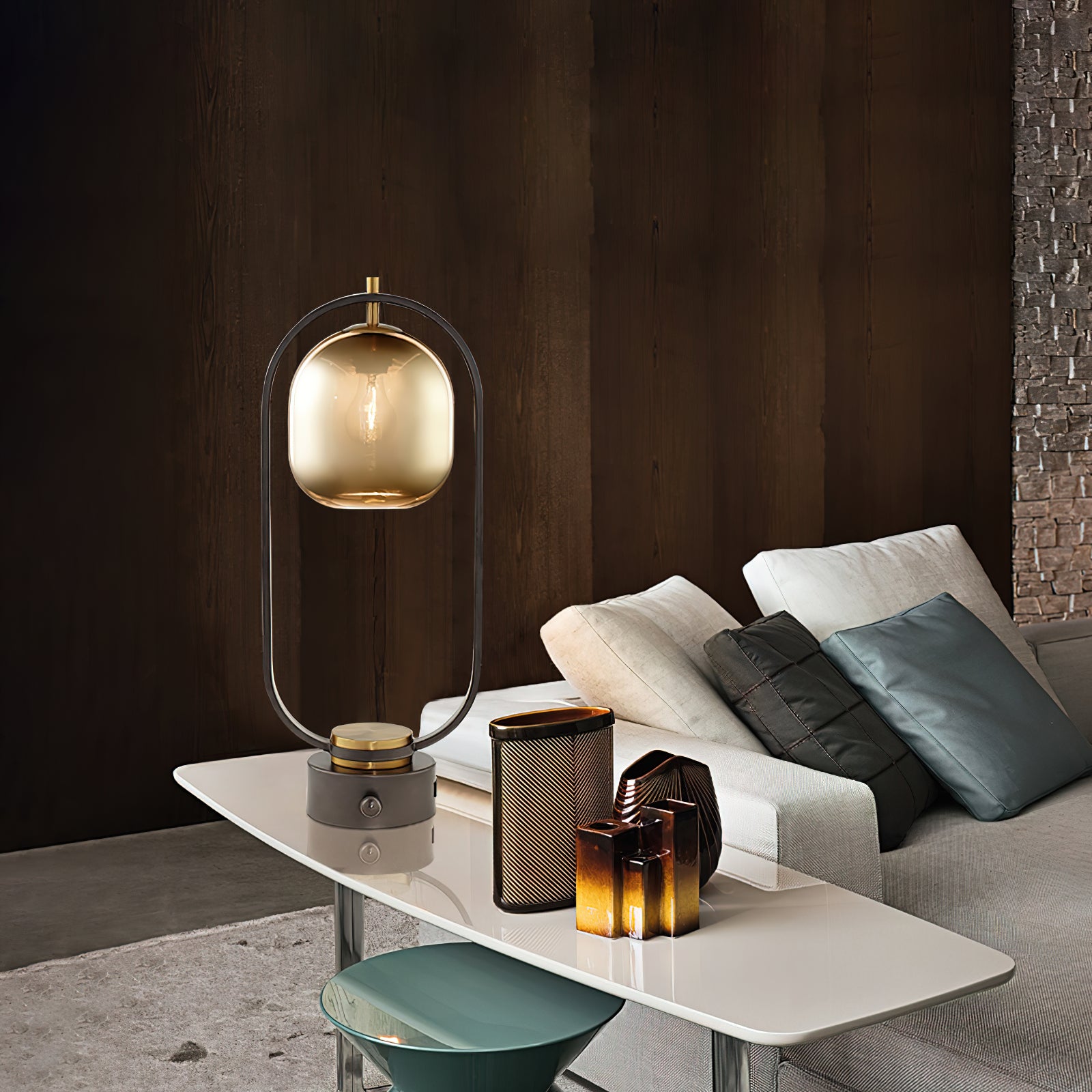 楕円リングアイアンテーブルランプ