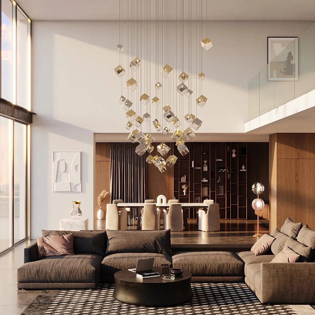 スクエアアートガラスシャンデリア