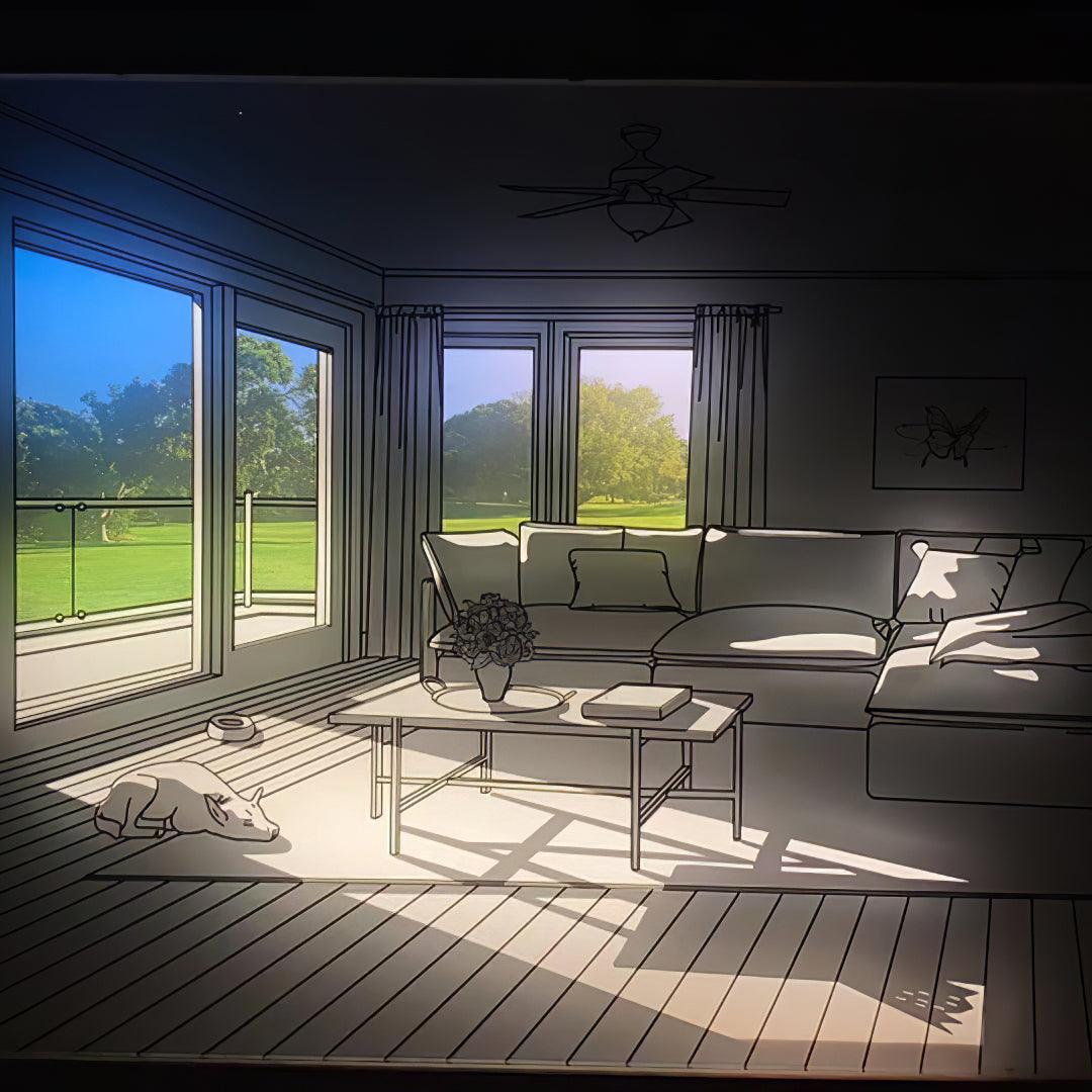 日光浴する犬の壁画アートランプ