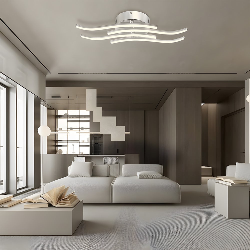 モダンデザインのシルバーLEDリビングルームシーリングライト