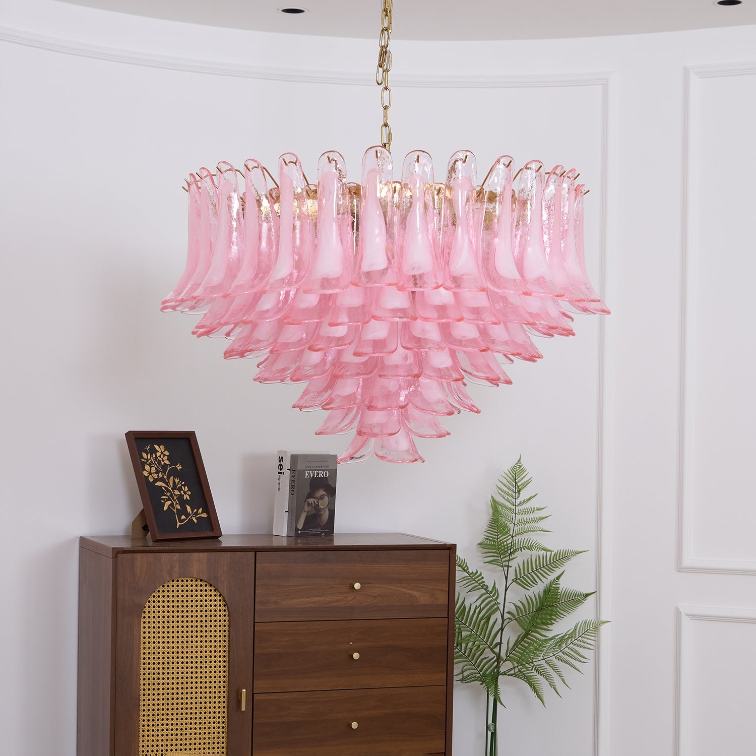 Addis Pink Glass Chandelier
