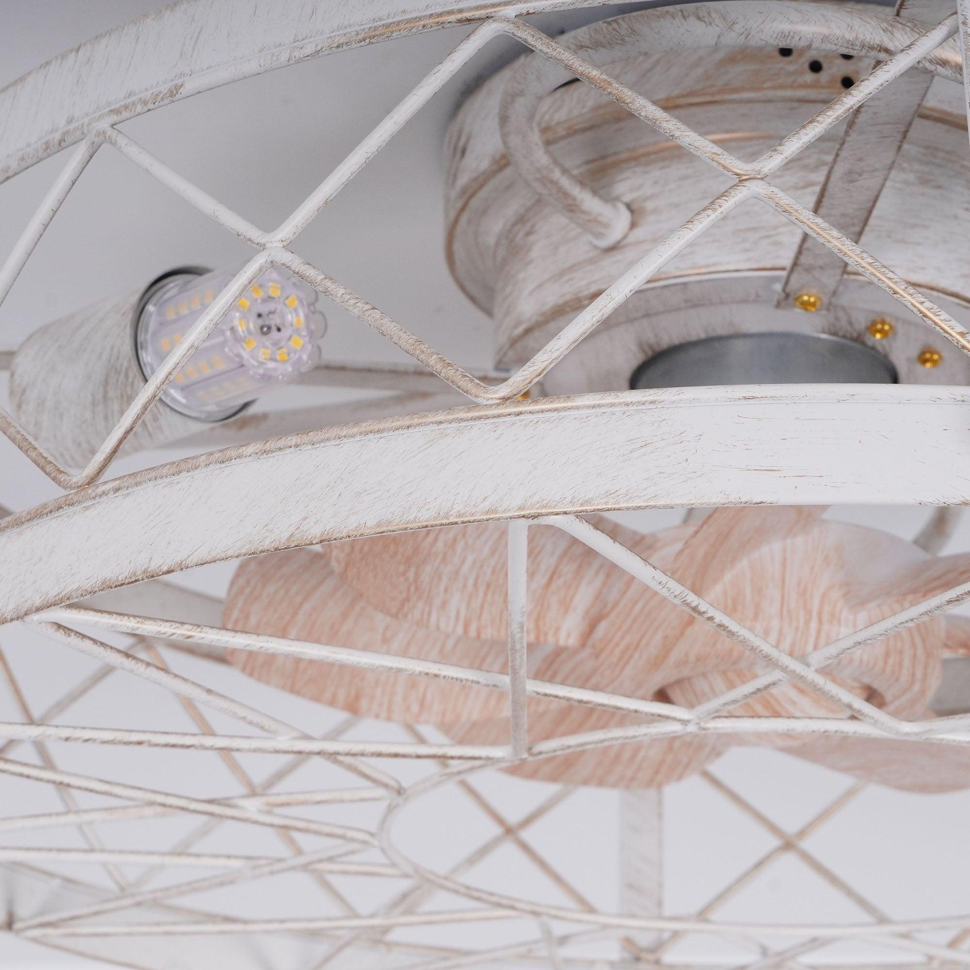 ホワイトとゴールドのメタル、リモートシーリングファンランプ付き