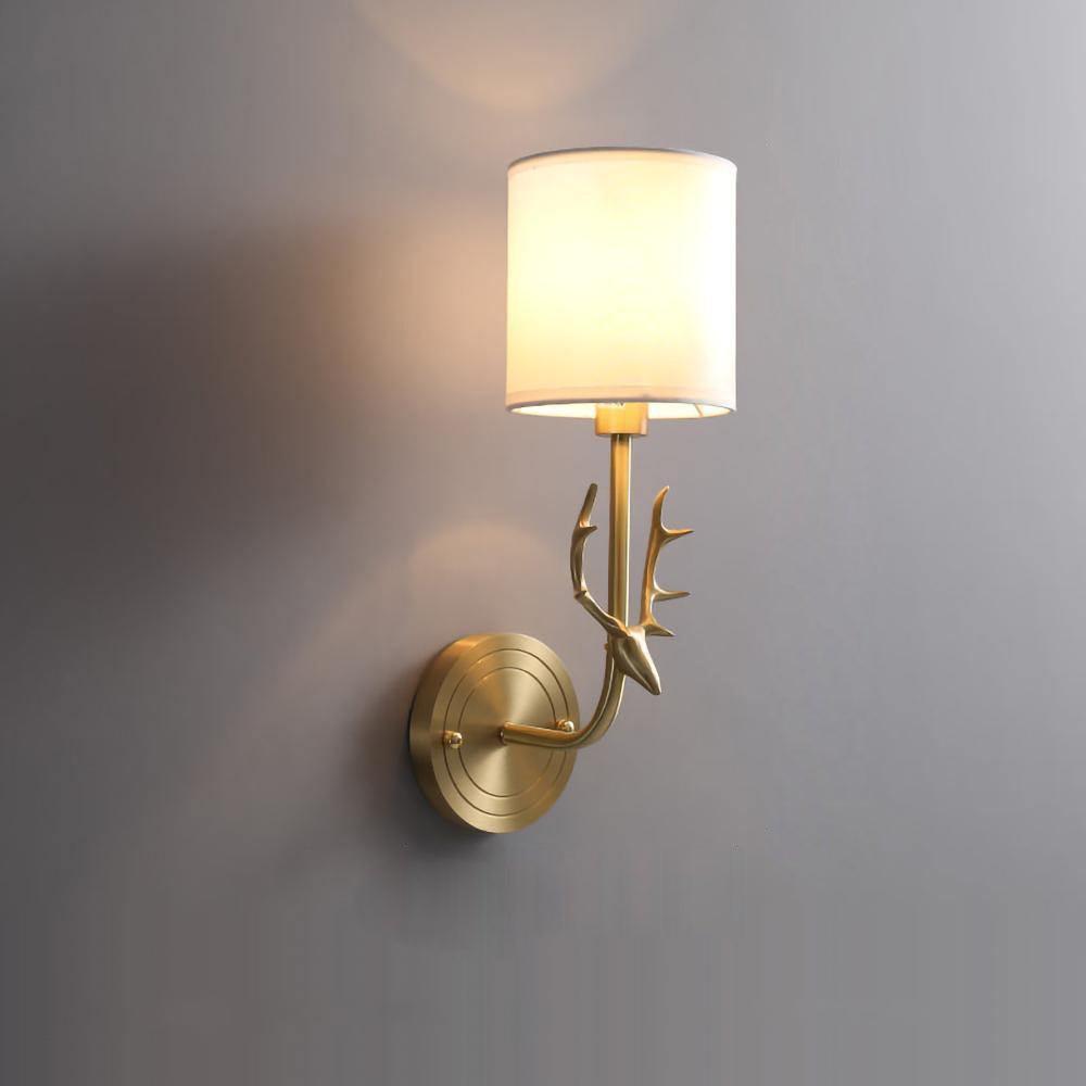 Brass Deer Head Wall Light