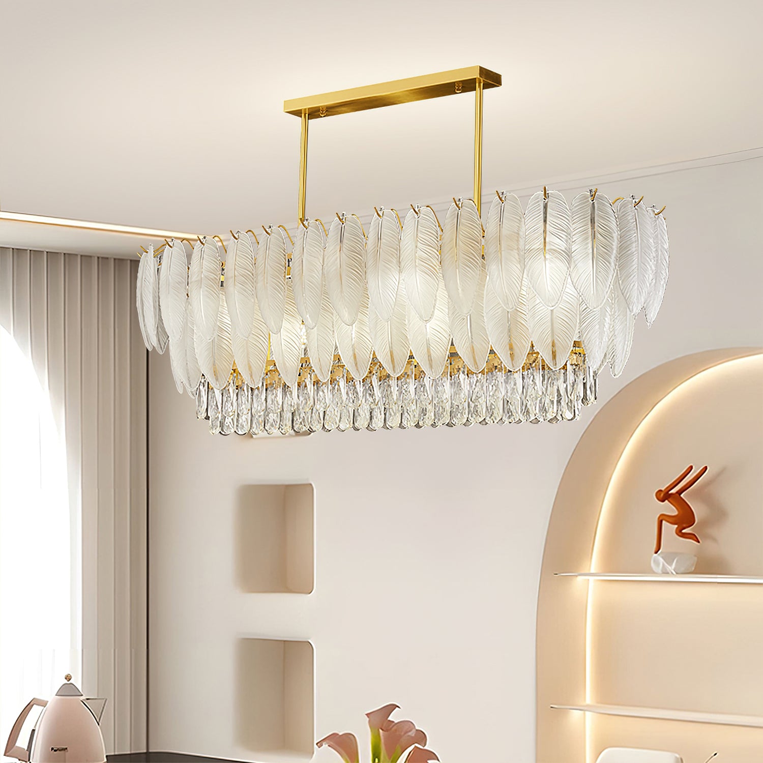 Greta Feather Crystal Chandelier