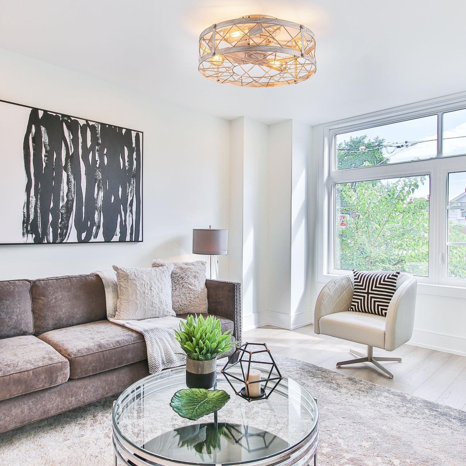 ホワイトとゴールドのメタル、リモートシーリングファンランプ付き