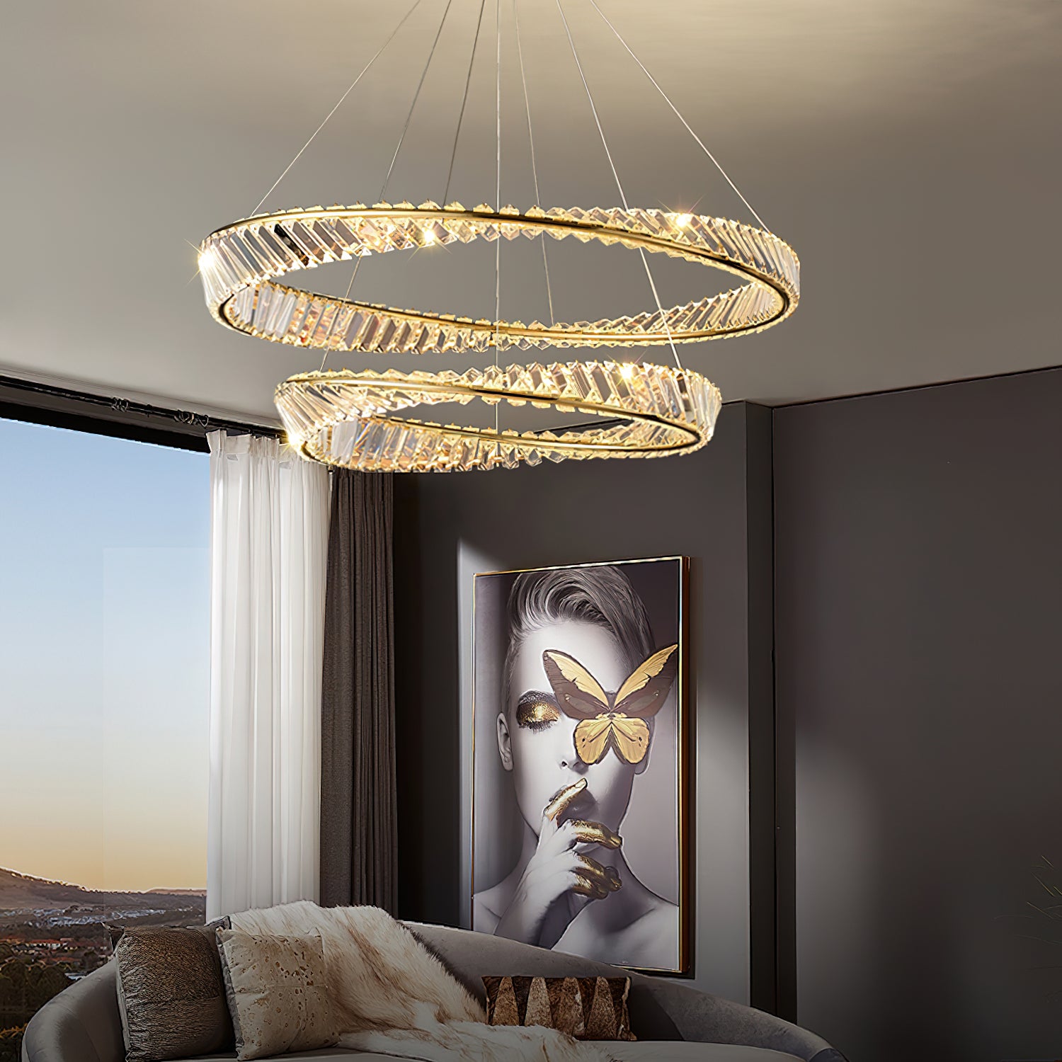 Ous クリスタル リング シャンデリア