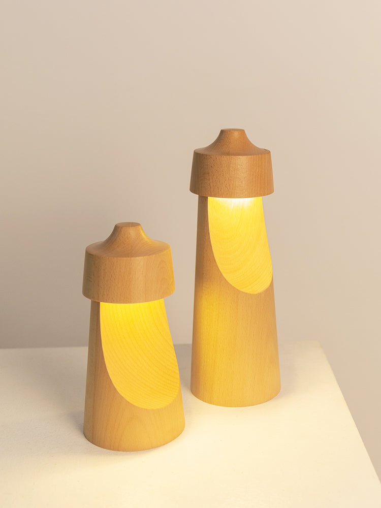 無垢材ハーフムーンテーブルランプ