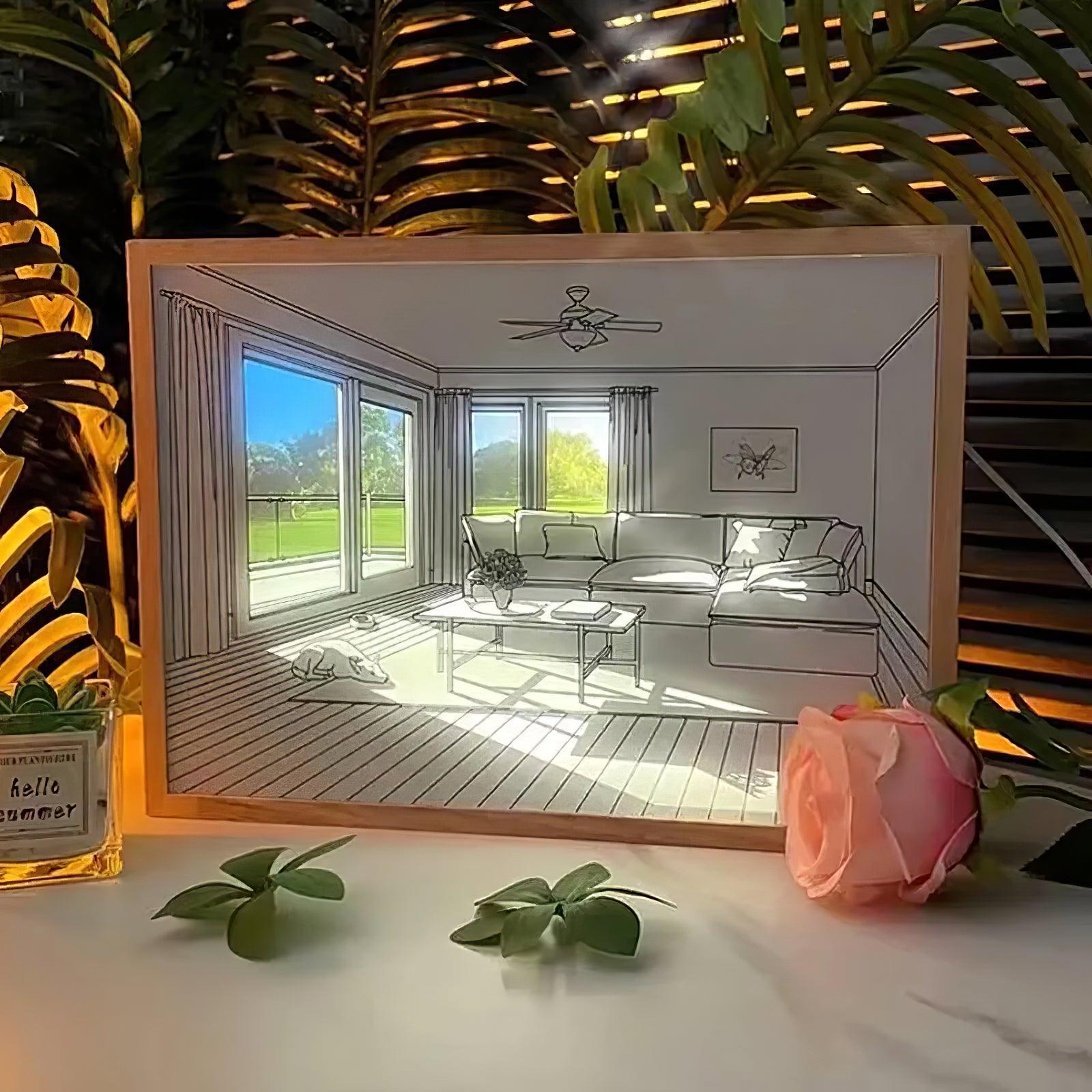 日光浴する犬の壁画アートランプ