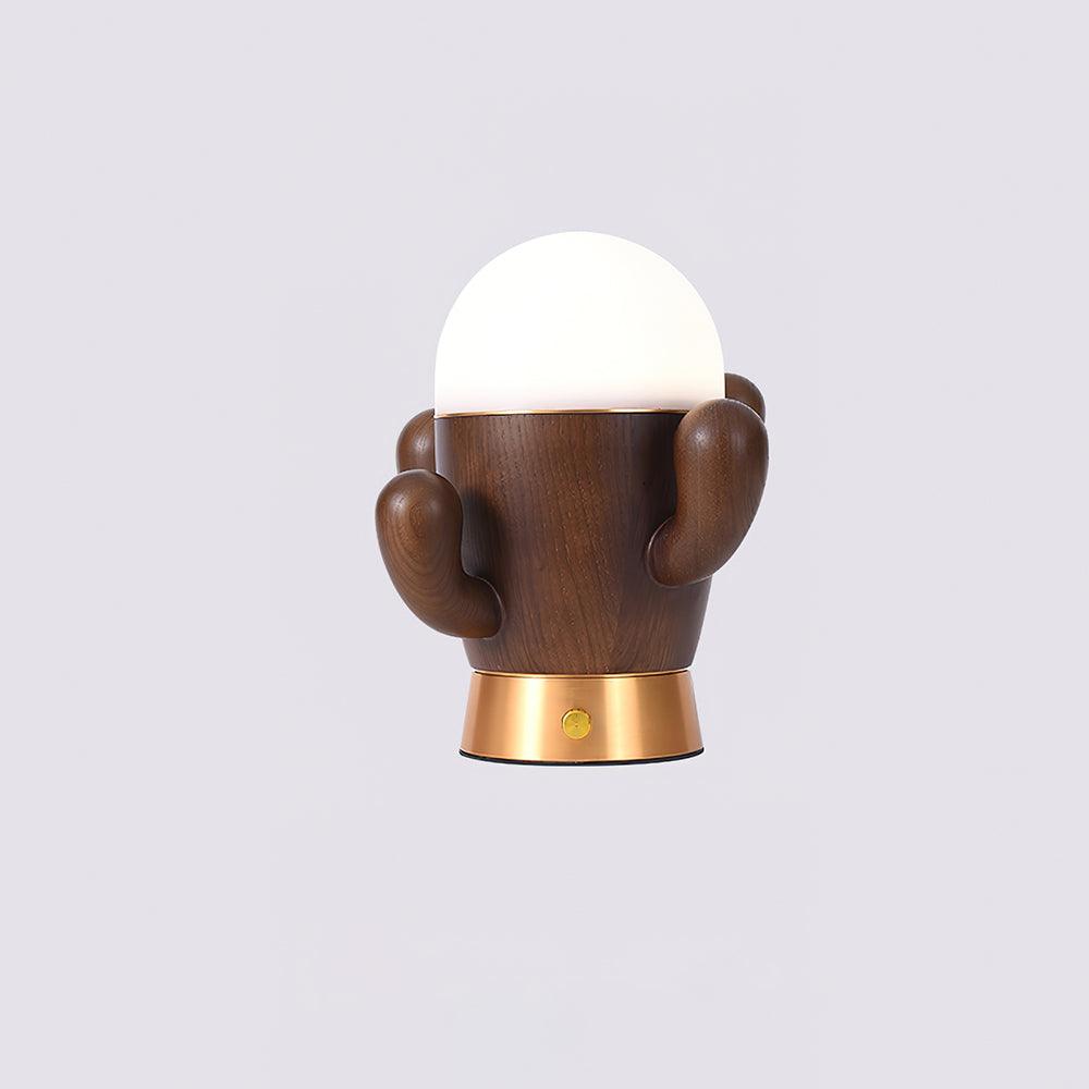 木製サボテンテーブルランプ