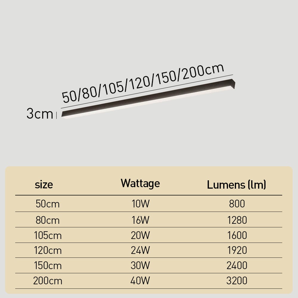 ブラックの洗練されたロングストリップアルミリビングルームLEDシーリングライト