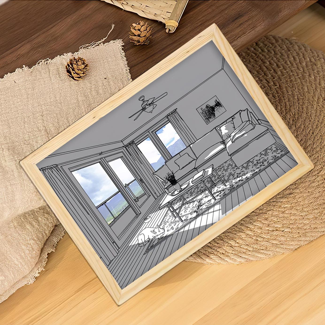 日光浴する犬の壁画アートランプ