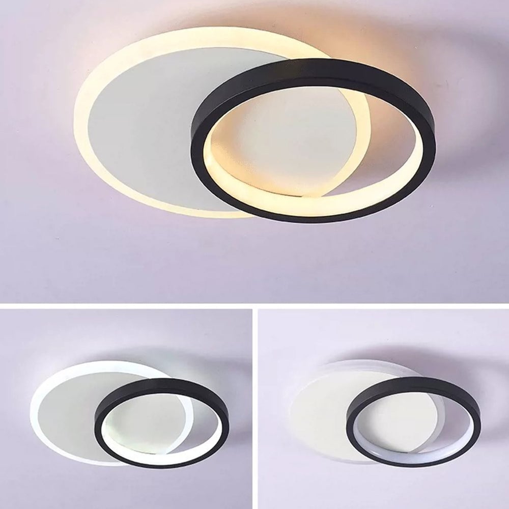 リビングルームに最適な、モダンな幾何学模様のアイアンブラックフラッシュLEDシーリングライト