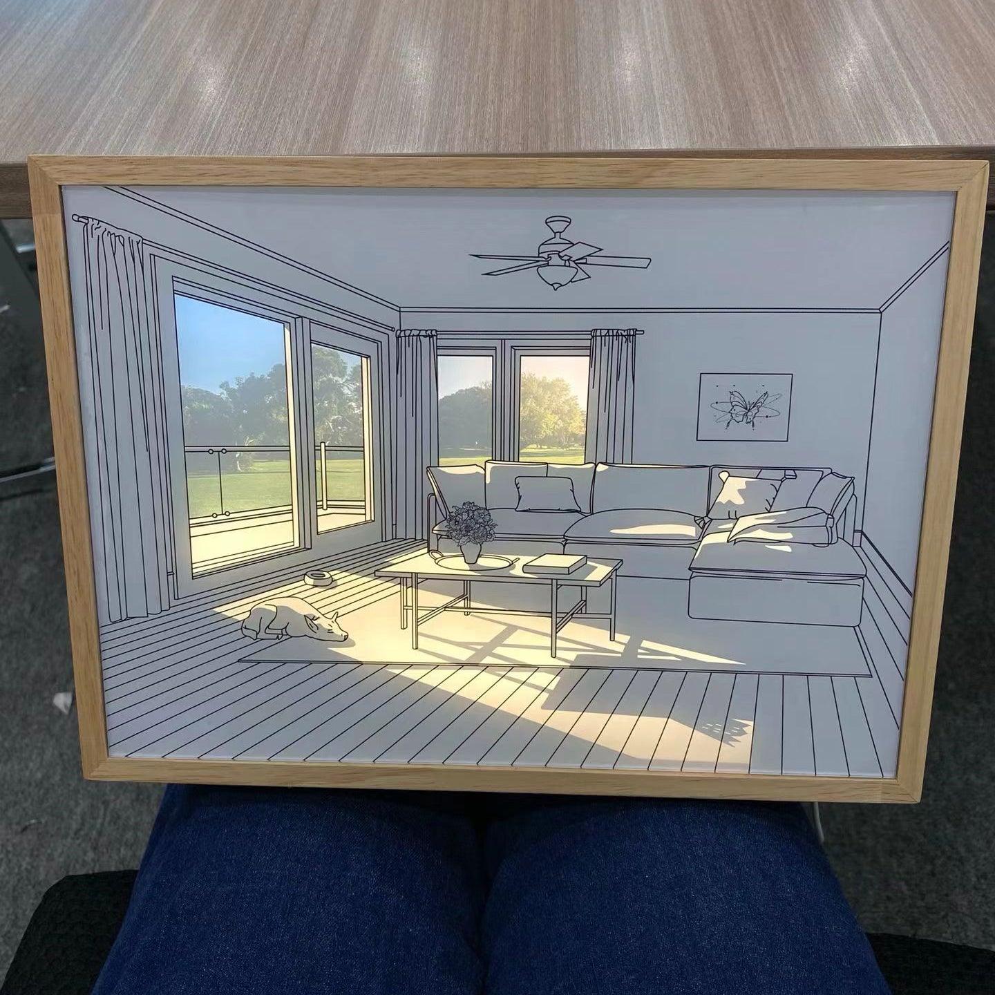 日光浴する犬の壁画アートランプ