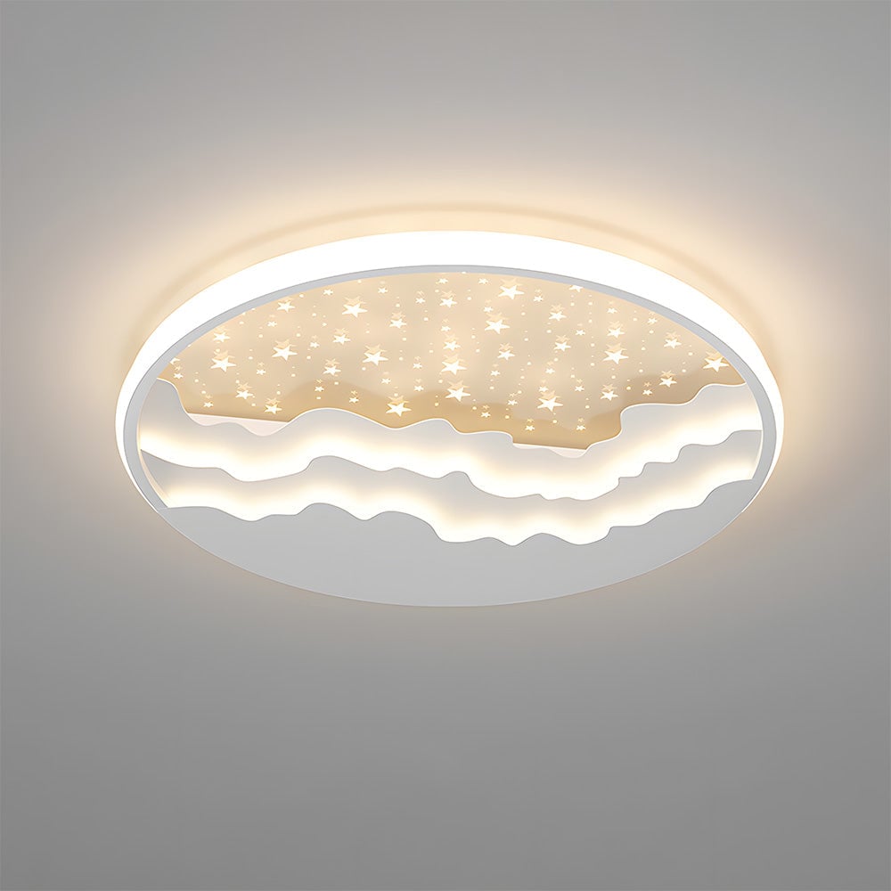 クリエイティブな幾何学模様の白い鉄製LEDシーリングライト