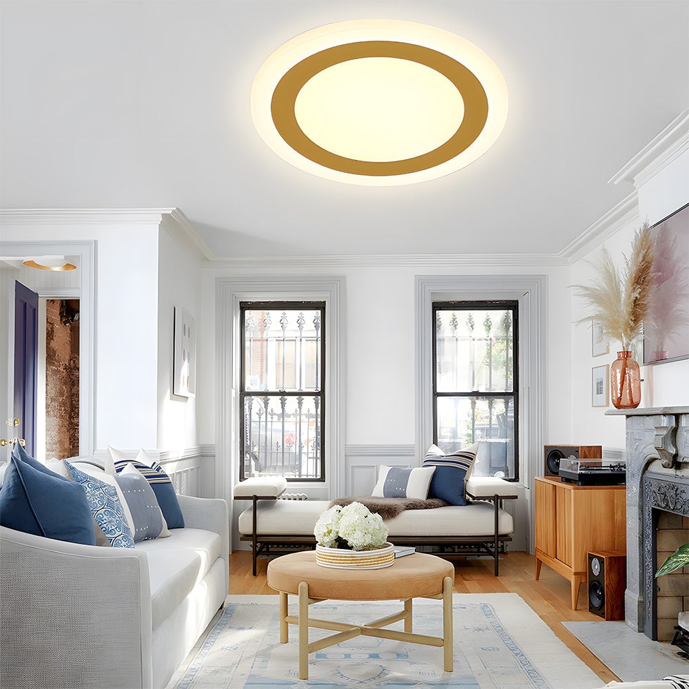 リビングルームに最適なシンプルなデザインのアクリル製フラッシュマウント天井ランプ