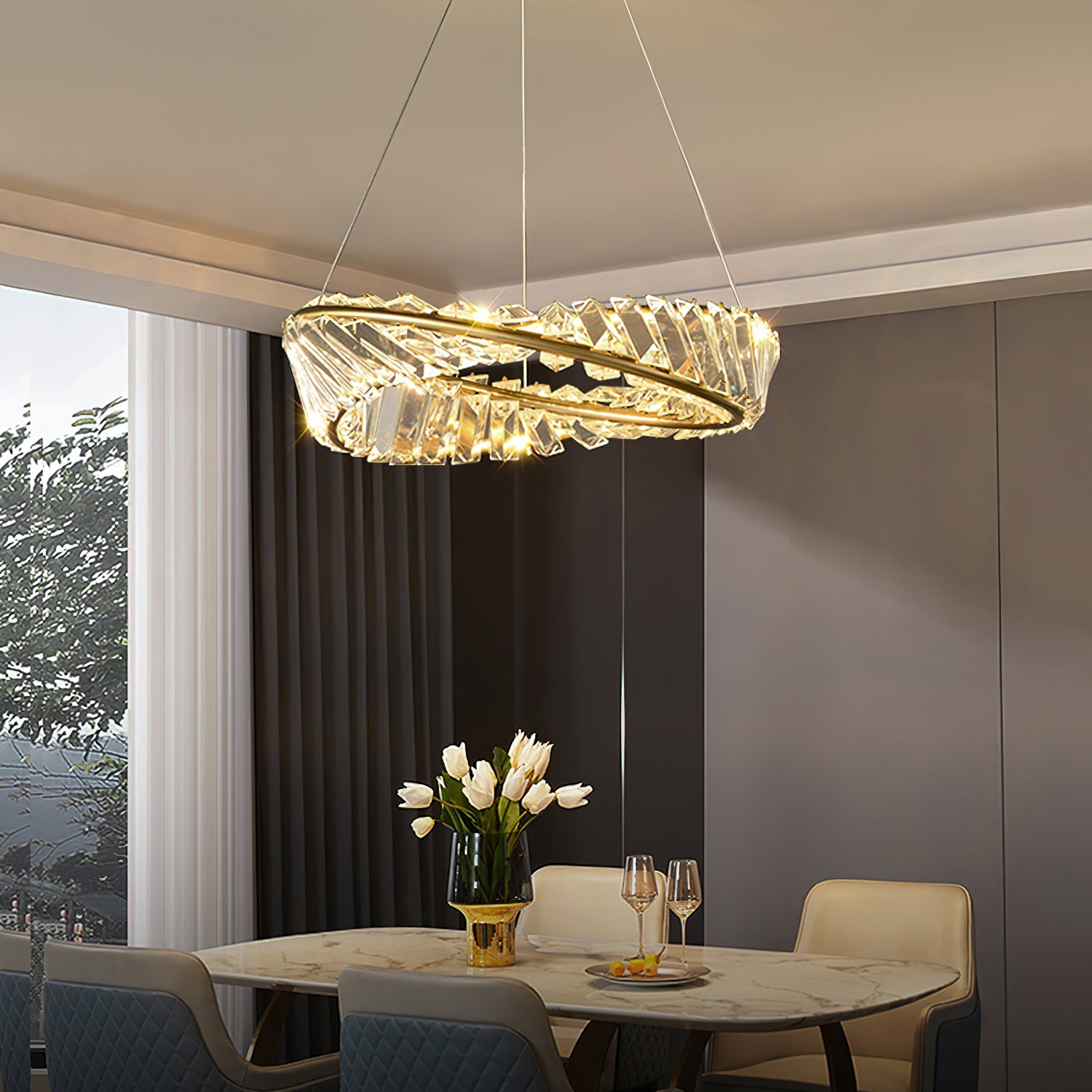 Ous クリスタル リング シャンデリア