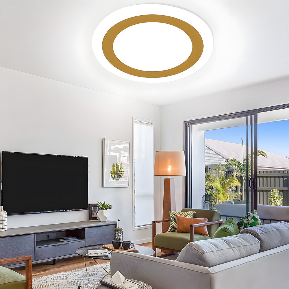 リビングルームに最適なシンプルなデザインのアクリル製フラッシュマウント天井ランプ