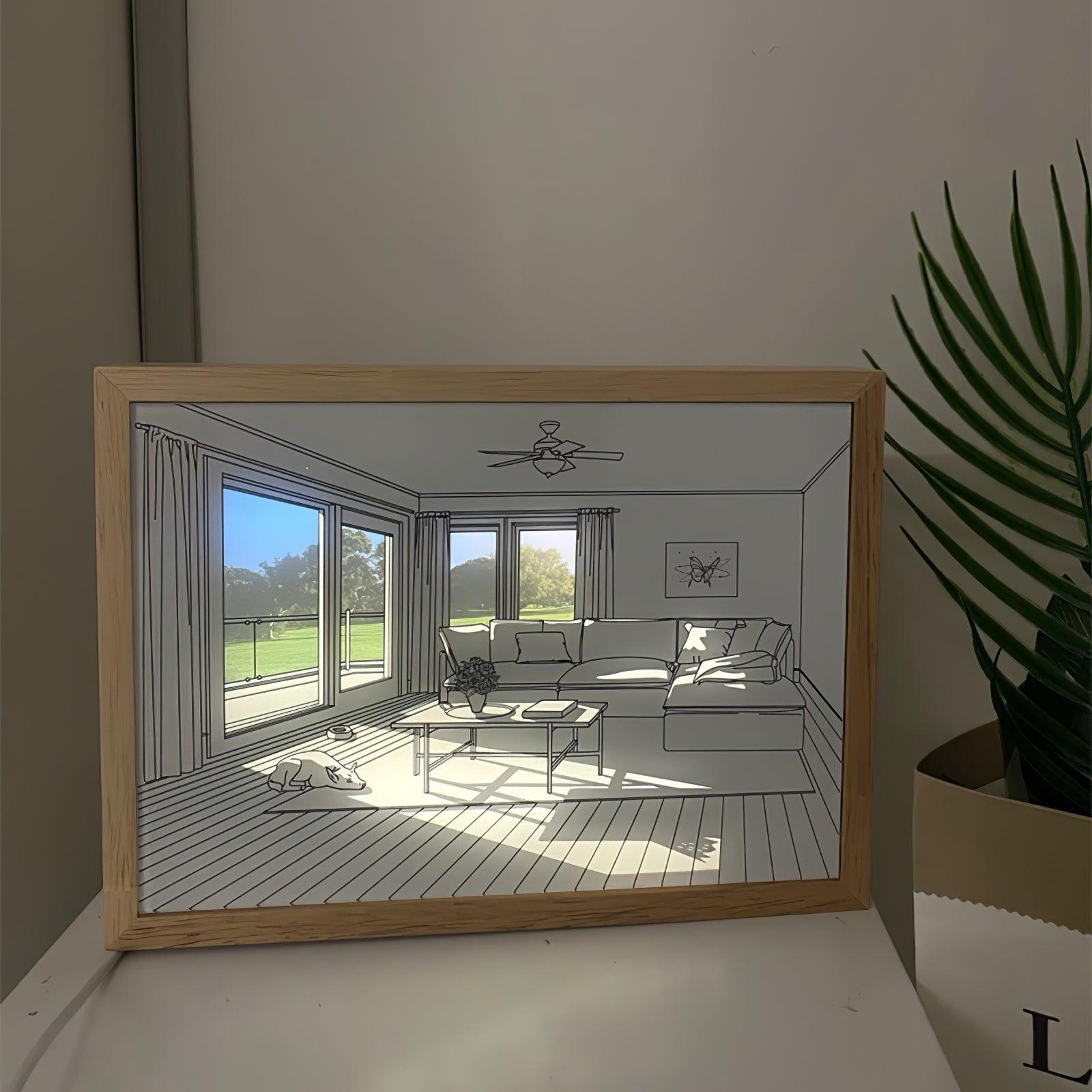 日光浴する犬の壁画アートランプ