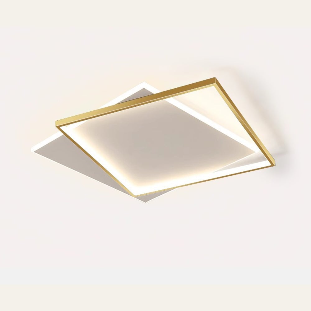 リビングルームに最適な、現代的なゴールドとブラックのLEDシーリングライト