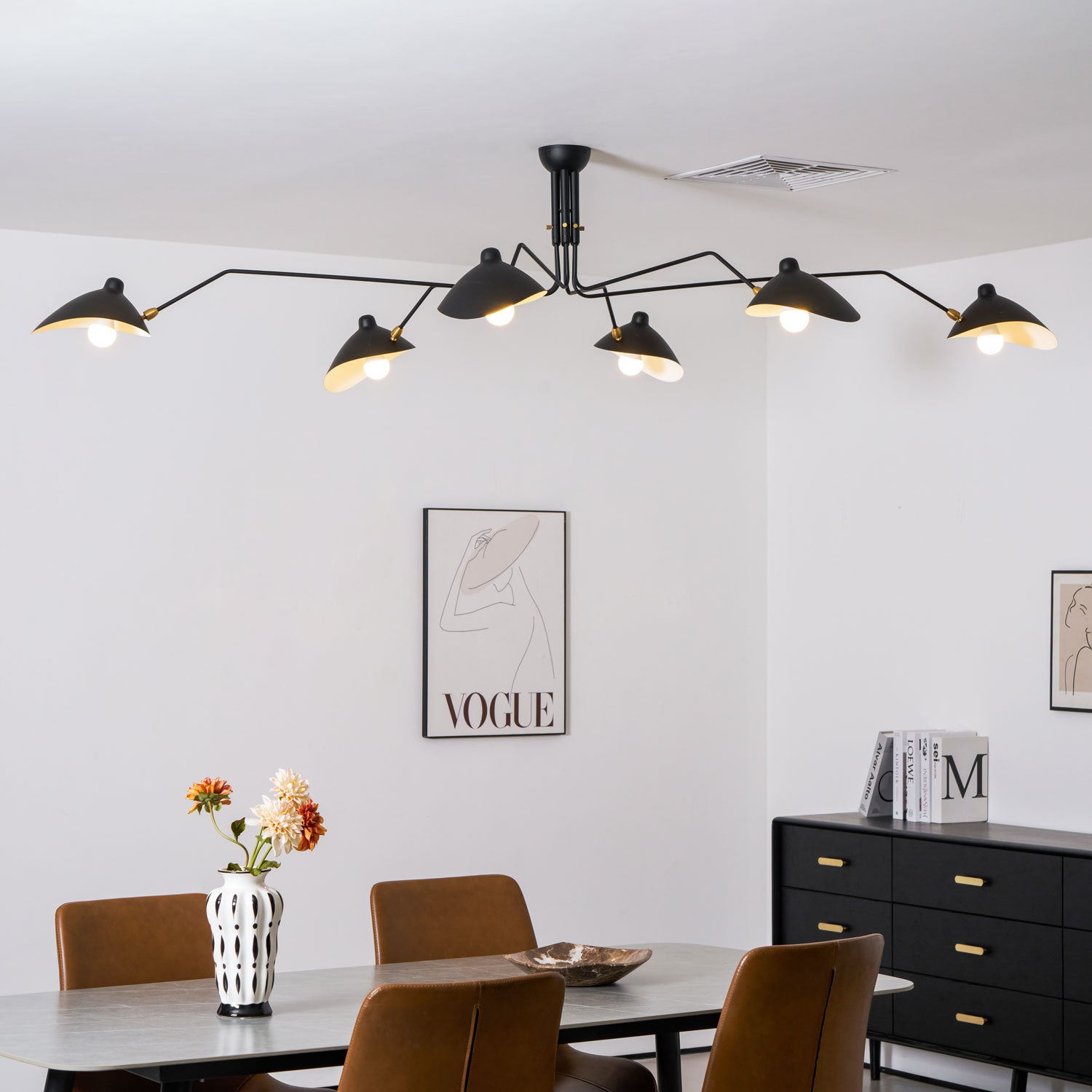 Horizontal Serge Mouille Ceiling Lamp A