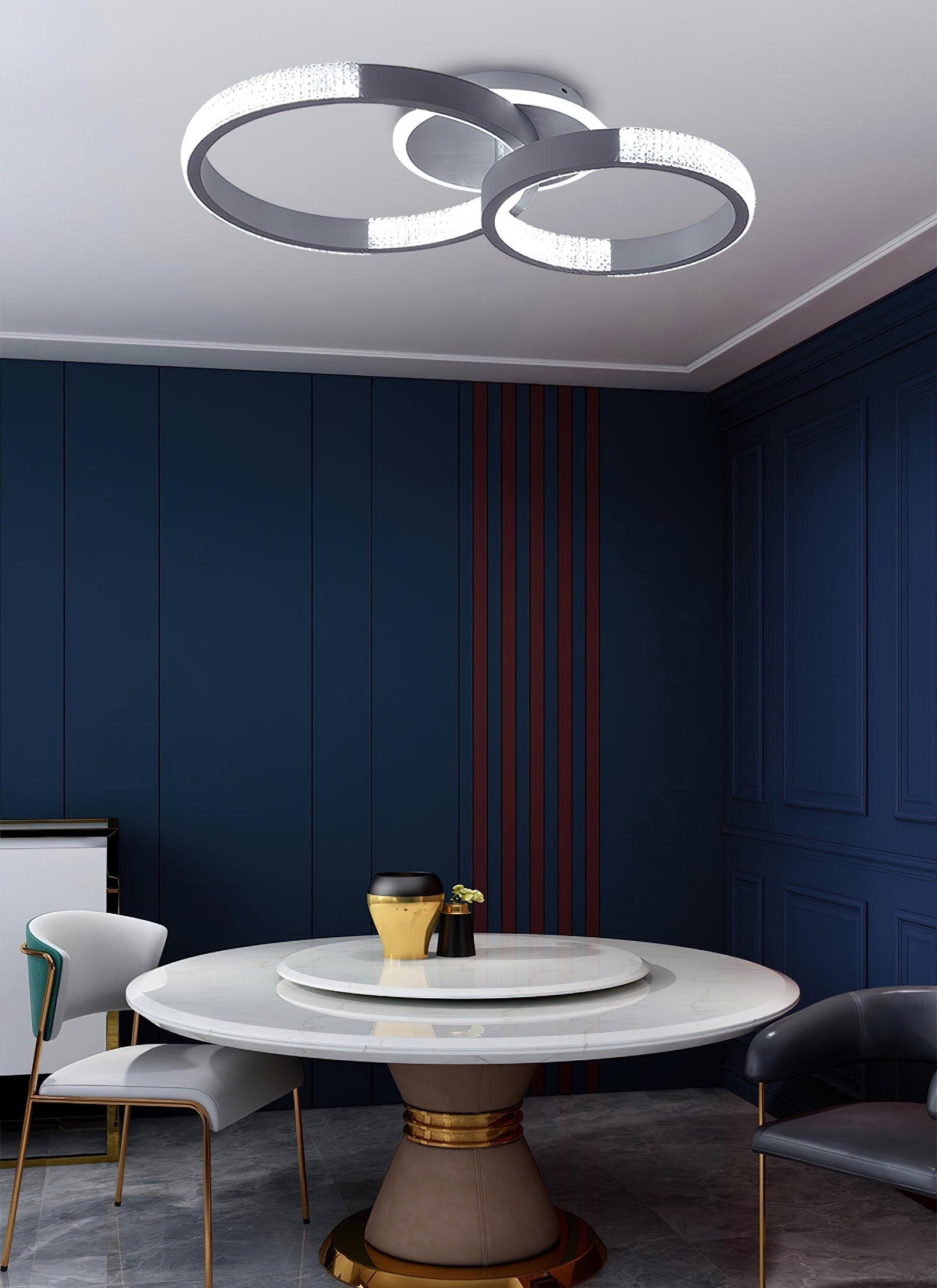 モダンなダブルリング天井ランプ