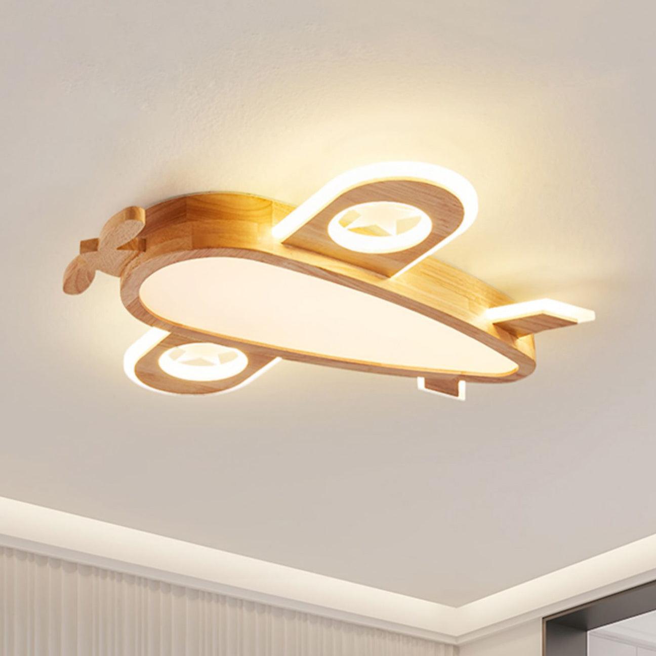 Wood Airplane Ceiling Lamp