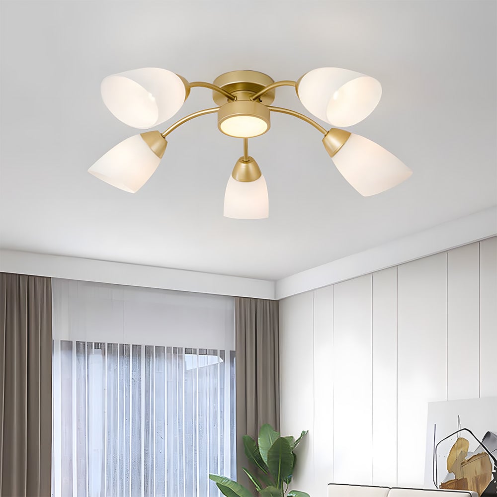 北欧風装飾 フロストガラス LED 寝室用シーリングライト